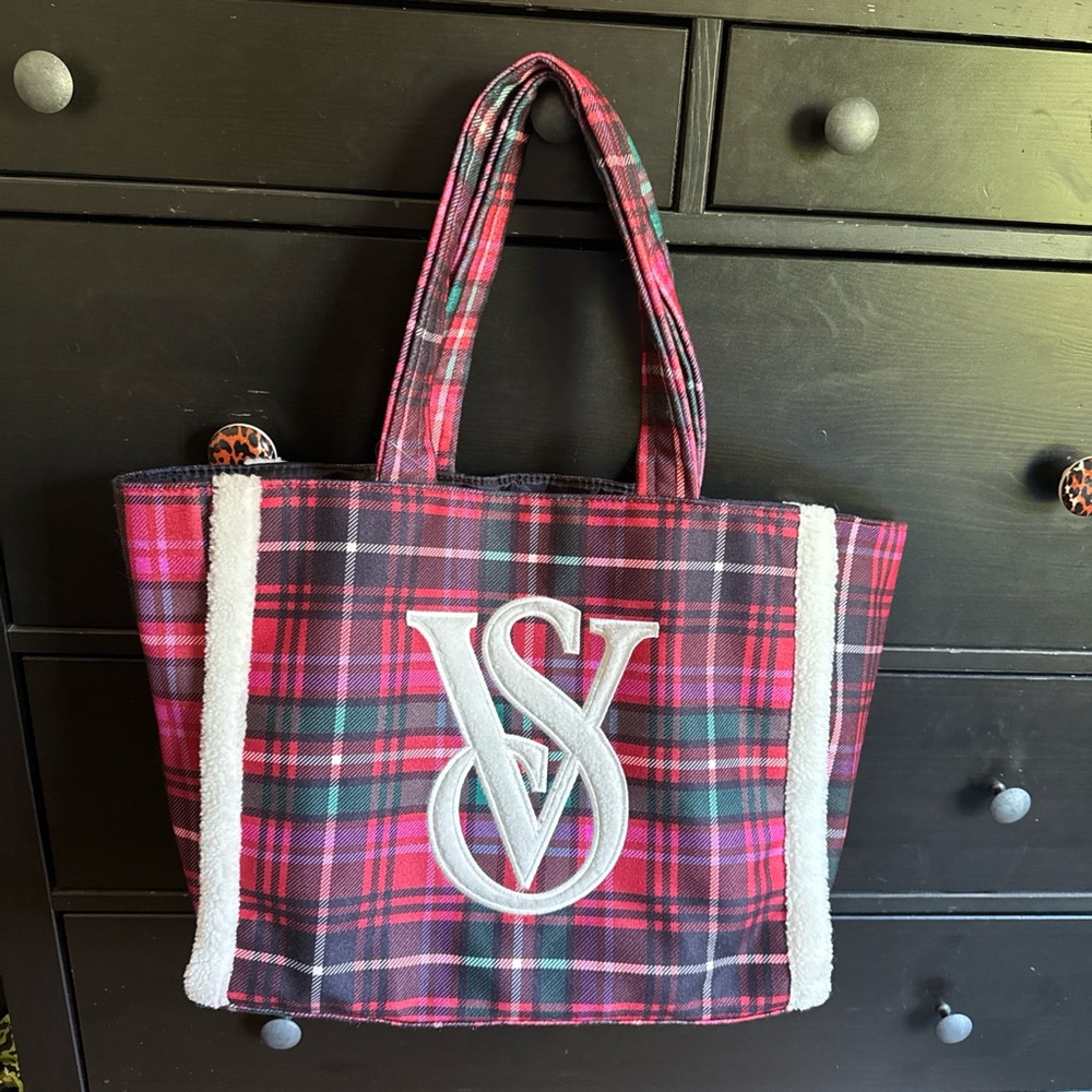 NWOT Victoria's Secret Multicolor Plaid Tote